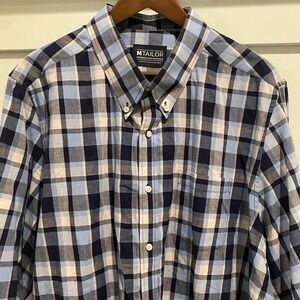 MTailor Shirt Men Size XXL‎ Blue Check Button Up Long Sleeve Bespoke Custom NWOT